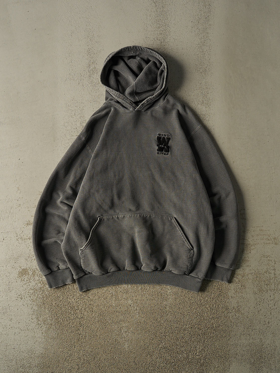 Vintage 90s Washed Grey Wind River Embroidered Hoodie (XL/XXL)