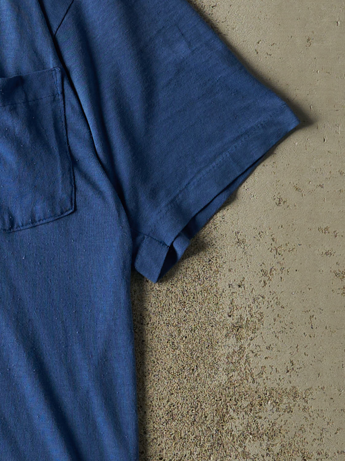 Vintage 80s Blue Blank Single Stitch Pocket Tee (L)