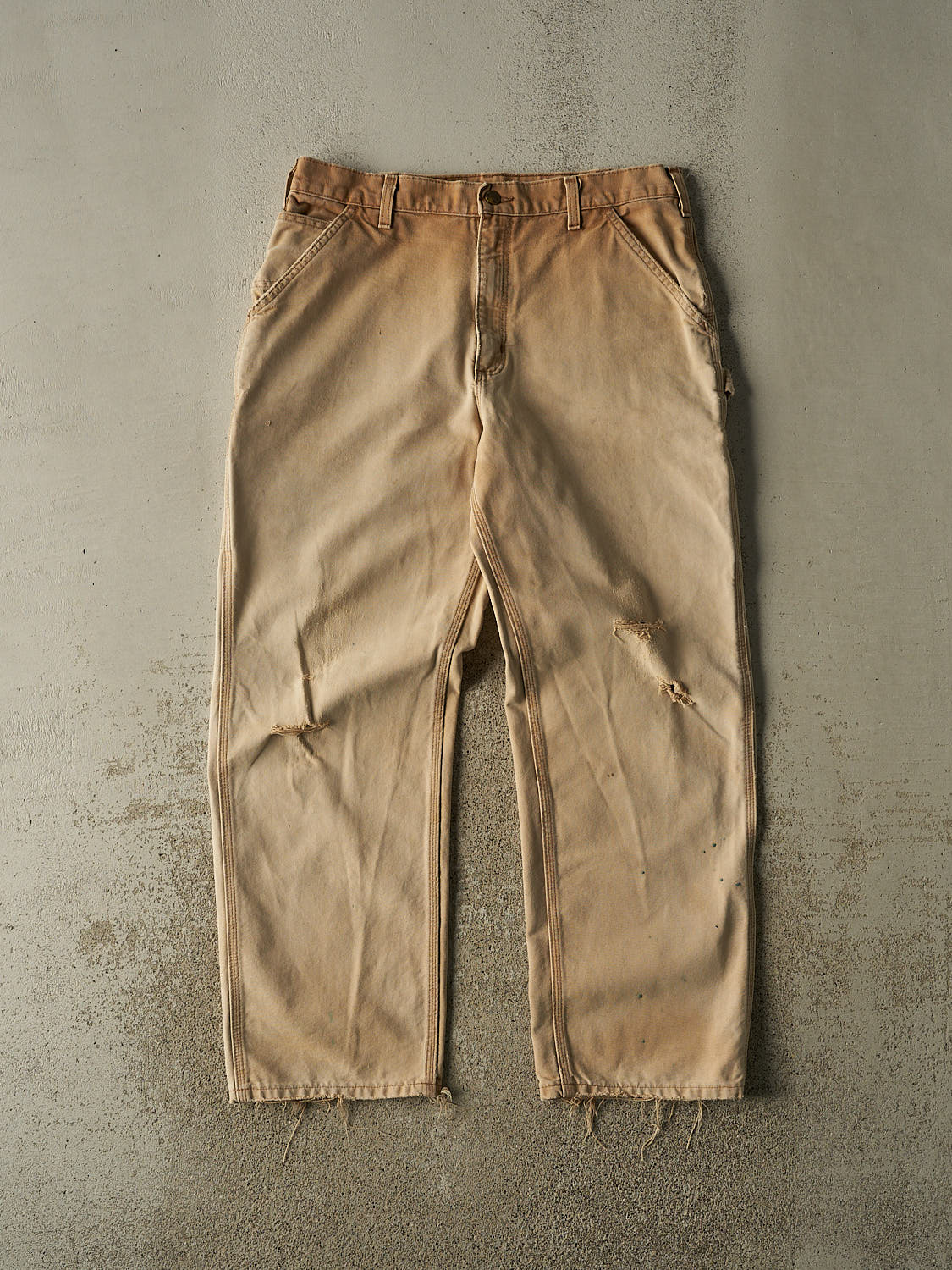 Vintage 90s Beige Carhartt Sun Faded Carpenter Pants (35x30)