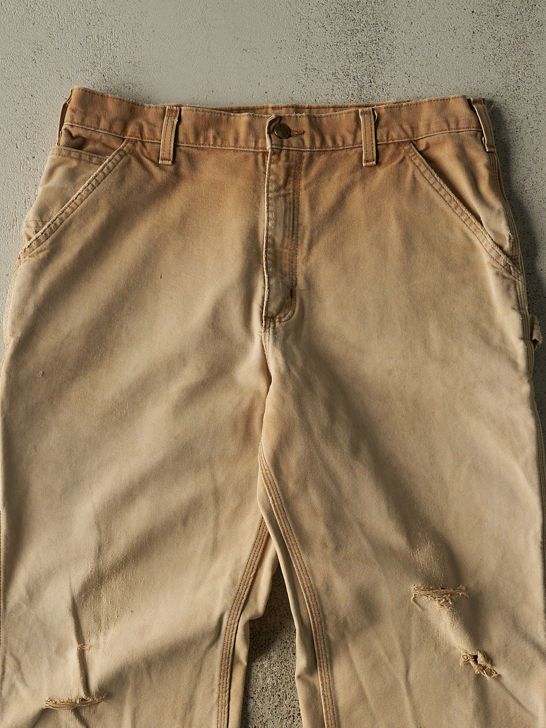 Vintage 90s Beige Carhartt Sun Faded Carpenter Pants (35x30)