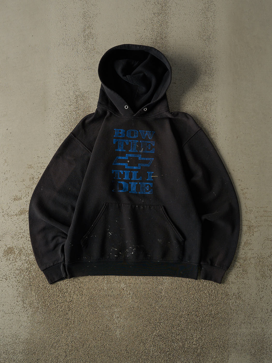 Vintage 90s Sun Faded Black Chevrolet "Bowtie Til I Die" Hoodie (XS/S)