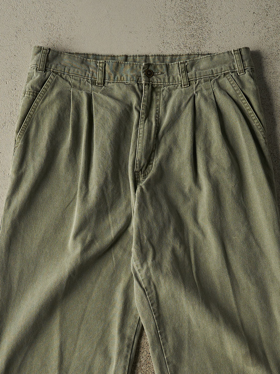 Vintage 90s Faded Green RGB Pleated Pants (34x33)