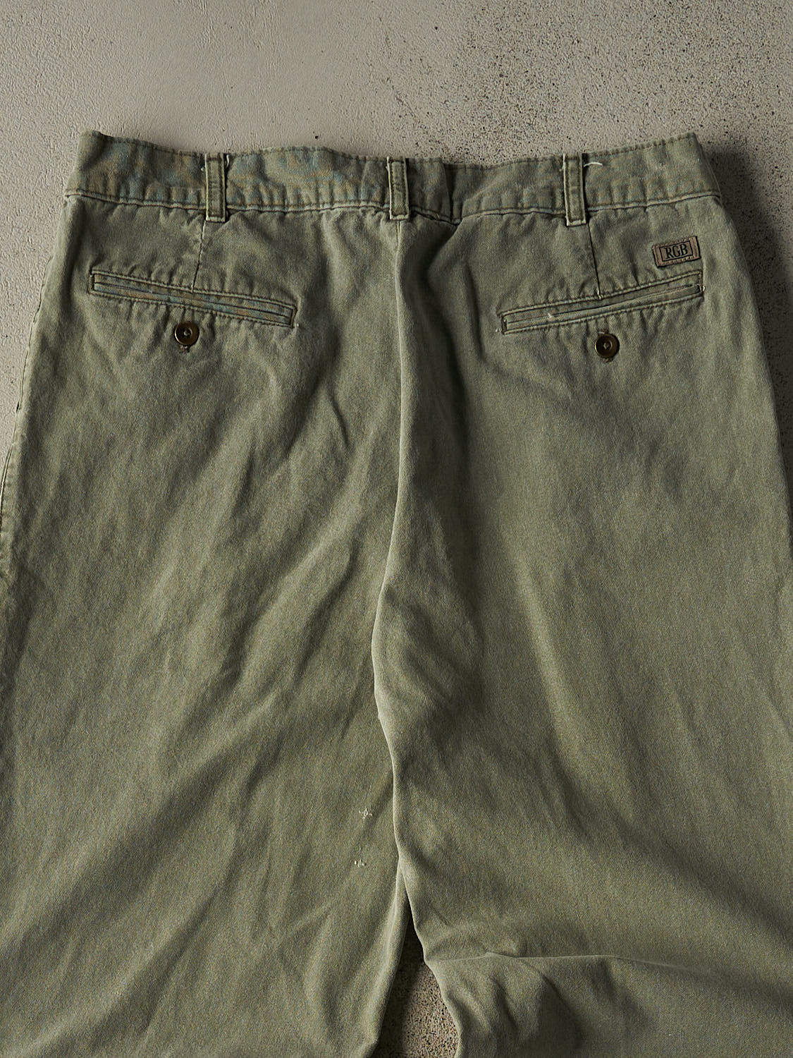 Vintage 90s Faded Green RGB Pleated Pants (34x33)