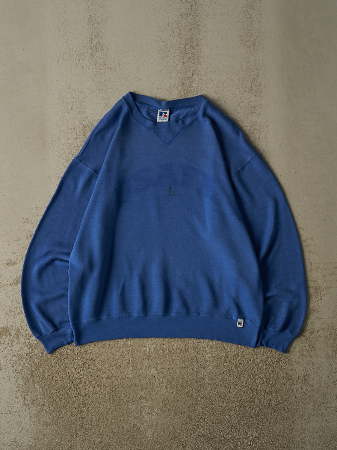 Vintage 90s Sun Faded Blue Russell Athletic Blank Crewneck (M/L)