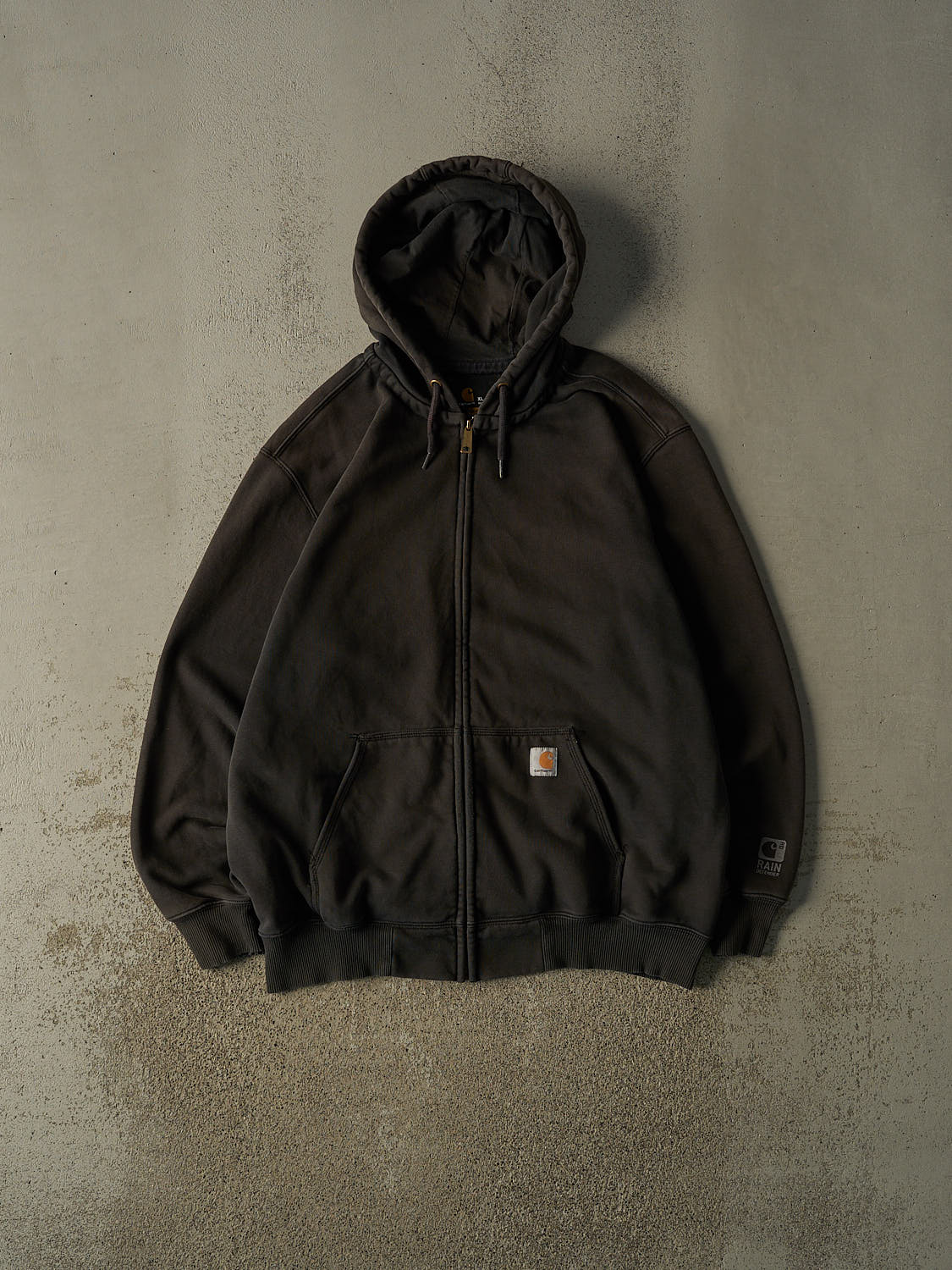 Vintage Y2K Sun Faded Black Carhartt Zip Up Hoodie (XL/XXL)