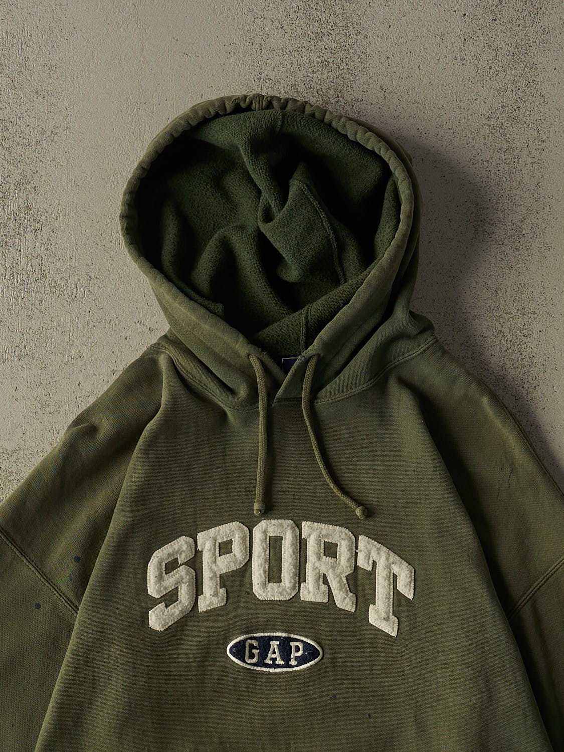 Vintage 90s Sun Faded Green Gap Sport Hoodie (XXL)