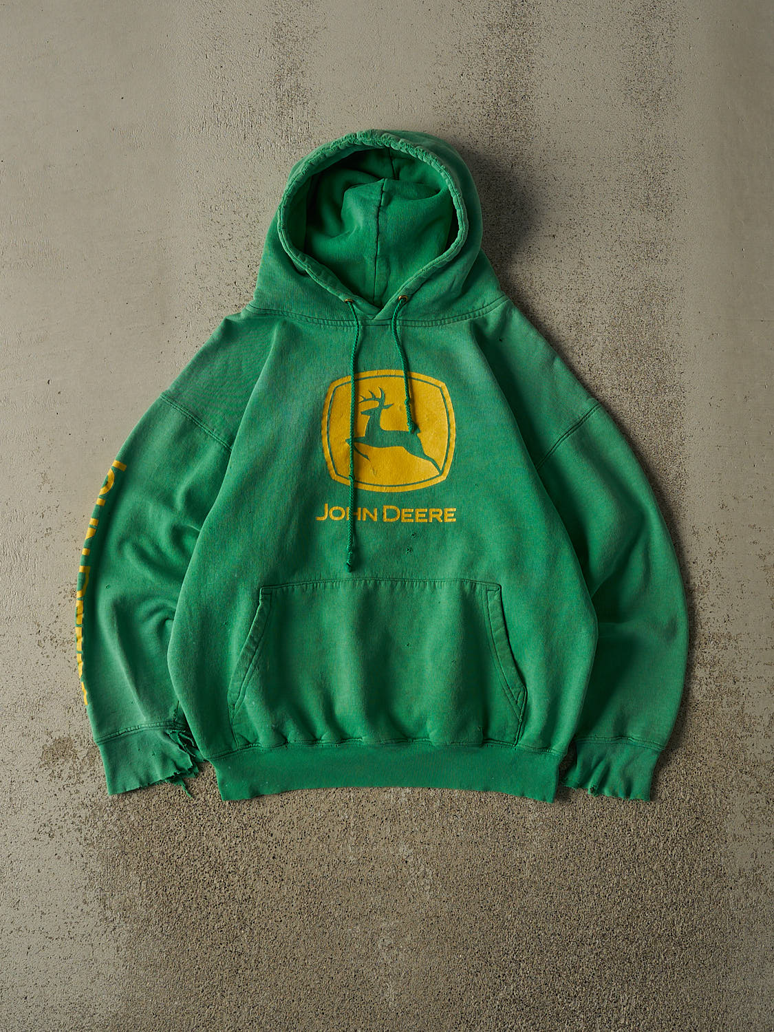 Vintage 90s Sun Faded Green John Deere Hoodie (S/M)