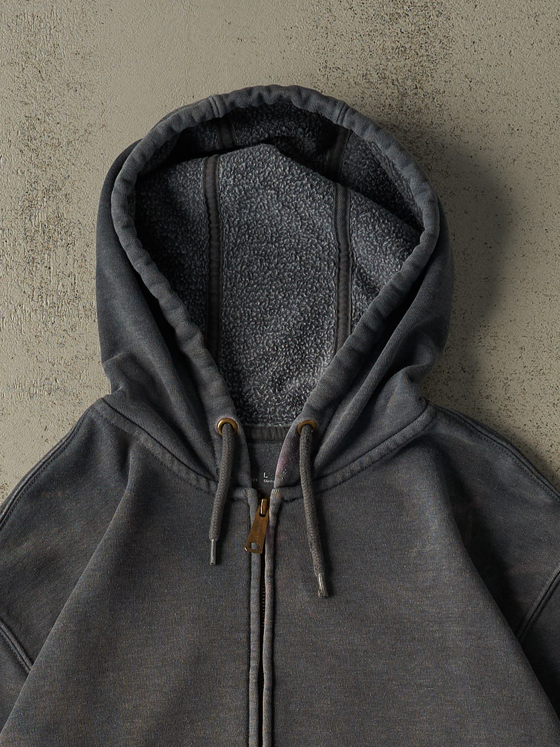 Vintage Y2K Sun Faded Grey Carhartt Zip Up Ghost Pocket Hoodie (XL)