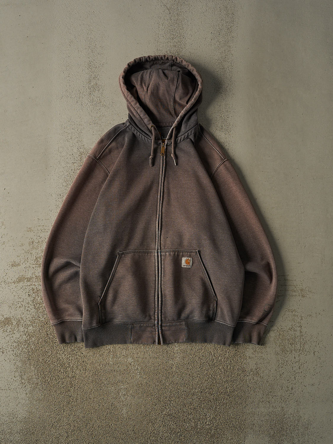Vintage Y2K Sun Faded Grey Carhartt Zip Up Hoodie (XL/XXL)