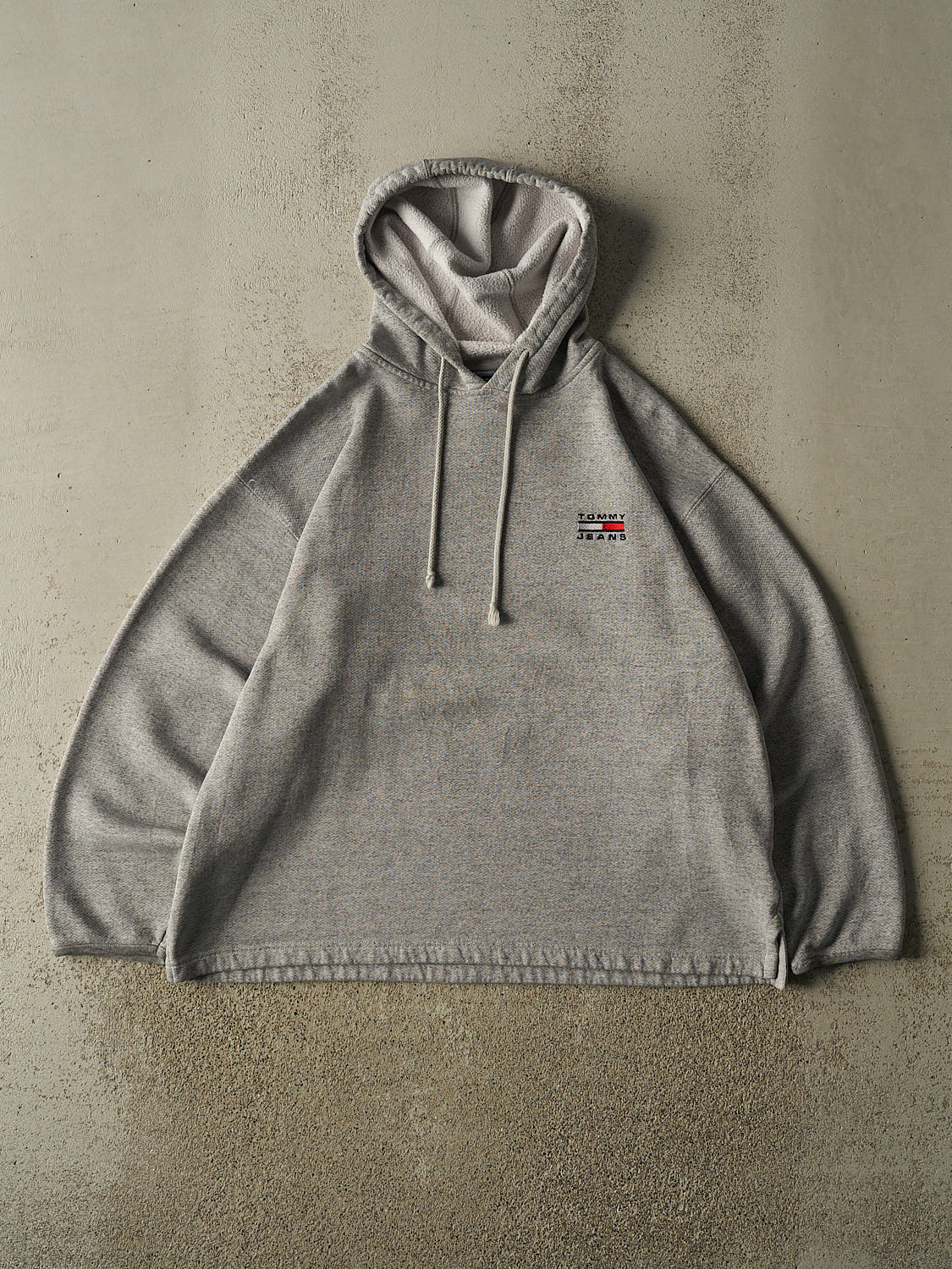 Vintage 90s Grey Tommy Jeans Embroidered Lightweight Hoodie (L/XL)