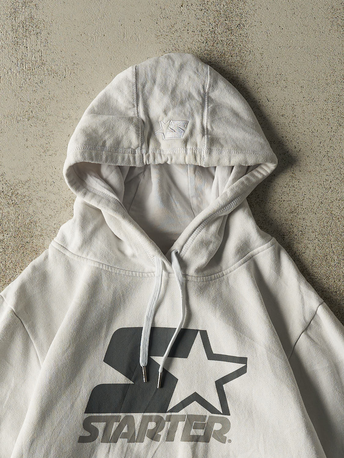 Vintage Y2K White Starter Logo Hoodie (XS/S)