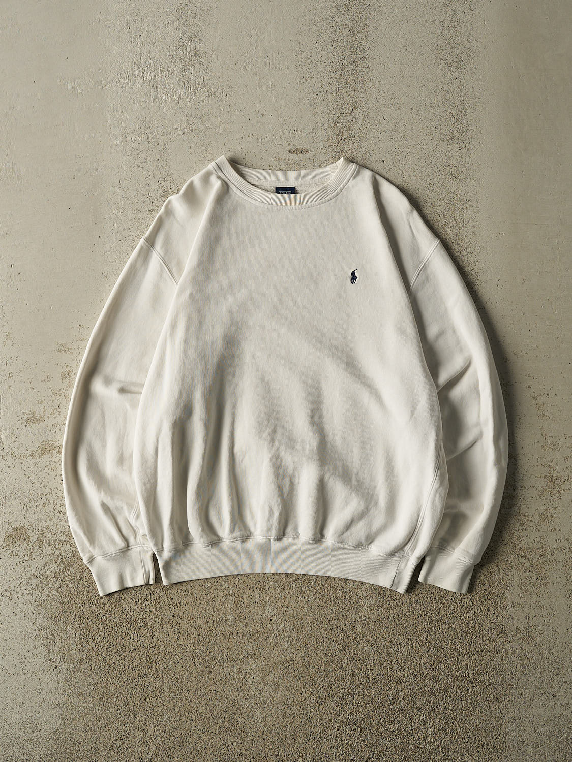 Vintage 90s White Polo Embroidered Crewneck (M)