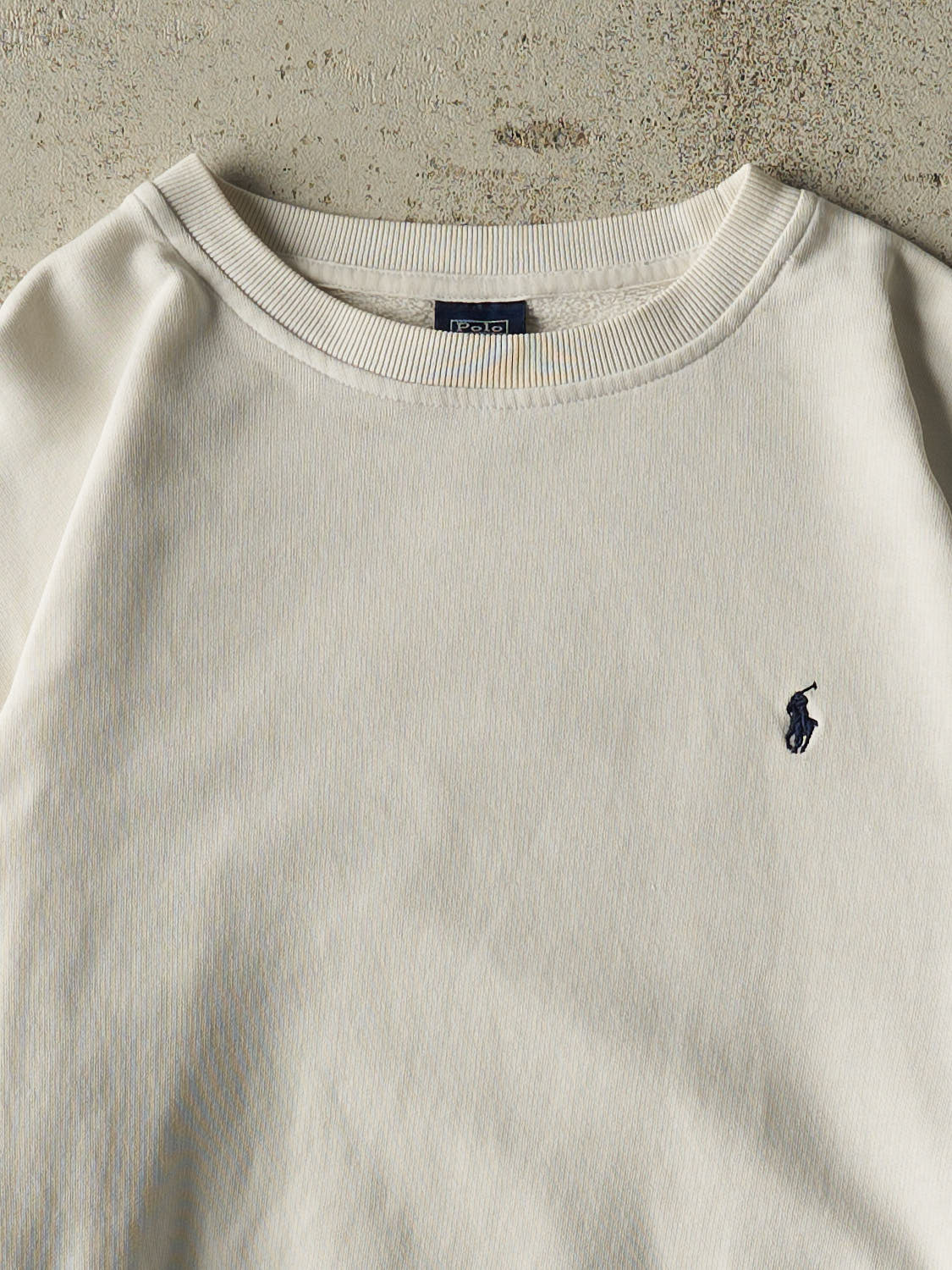 Vintage 90s White Polo Embroidered Crewneck (M)