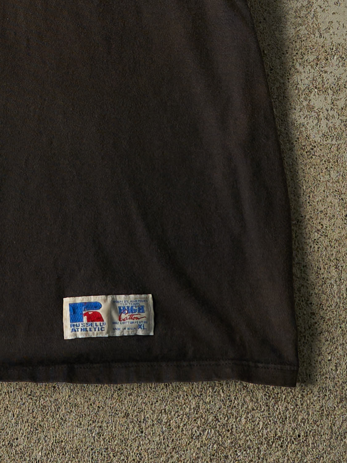 Vintage 90s Sun Faded Black Russell Athletic Mayfair Pocket Tee (L/XL)