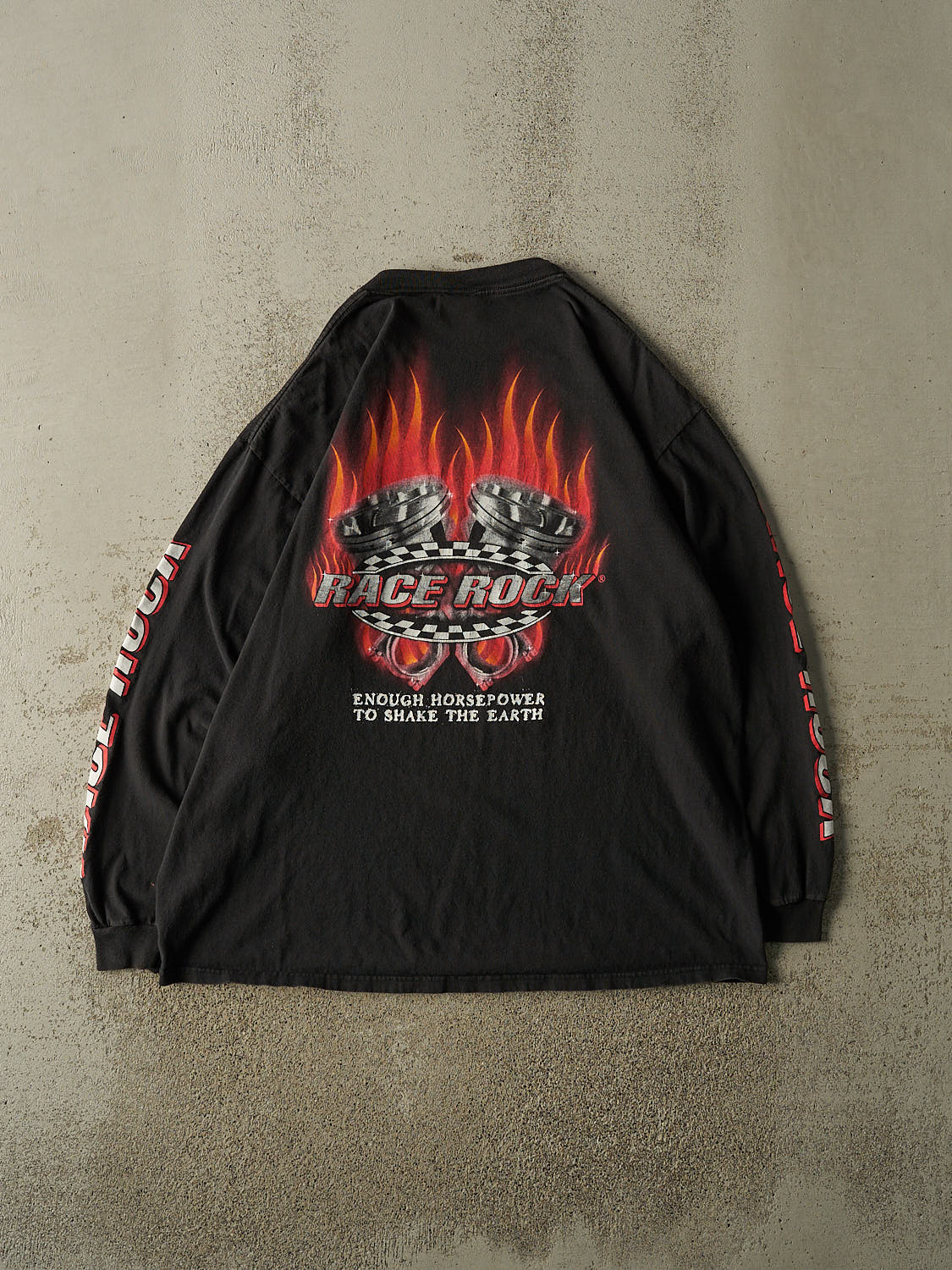 Vintage Y2K Black Race Rock Flame Long Sleeve (XL/XXL)