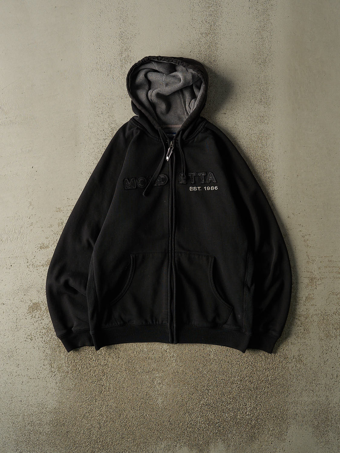 Vintage Y2K Black Mondetta Thermal Lined Zip Up Hoodie (M)
