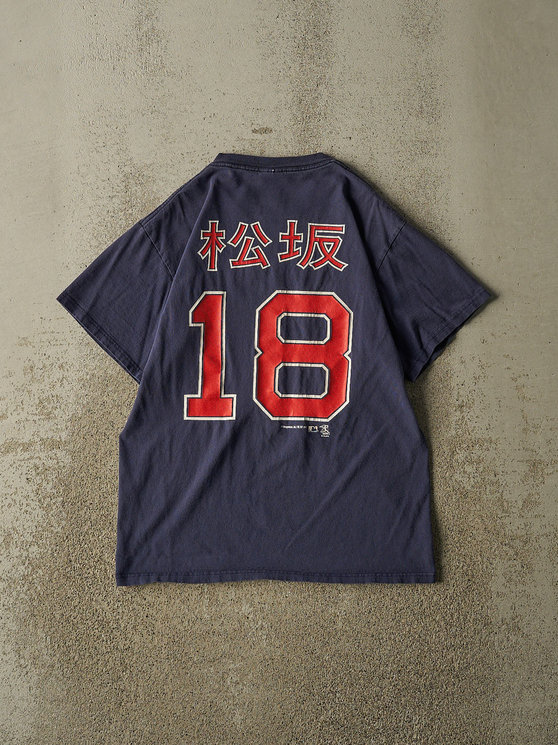 Vintage 07' Navy Blue Boston Red Sox #18 Japanese Tee (S/M)