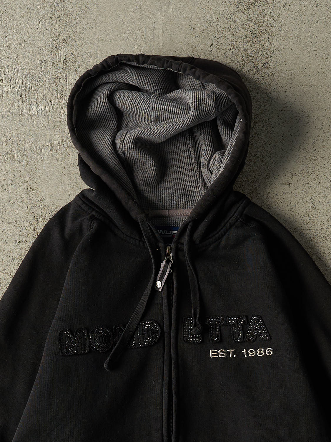 Vintage Y2K Black Mondetta Thermal Lined Zip Up Hoodie (M)