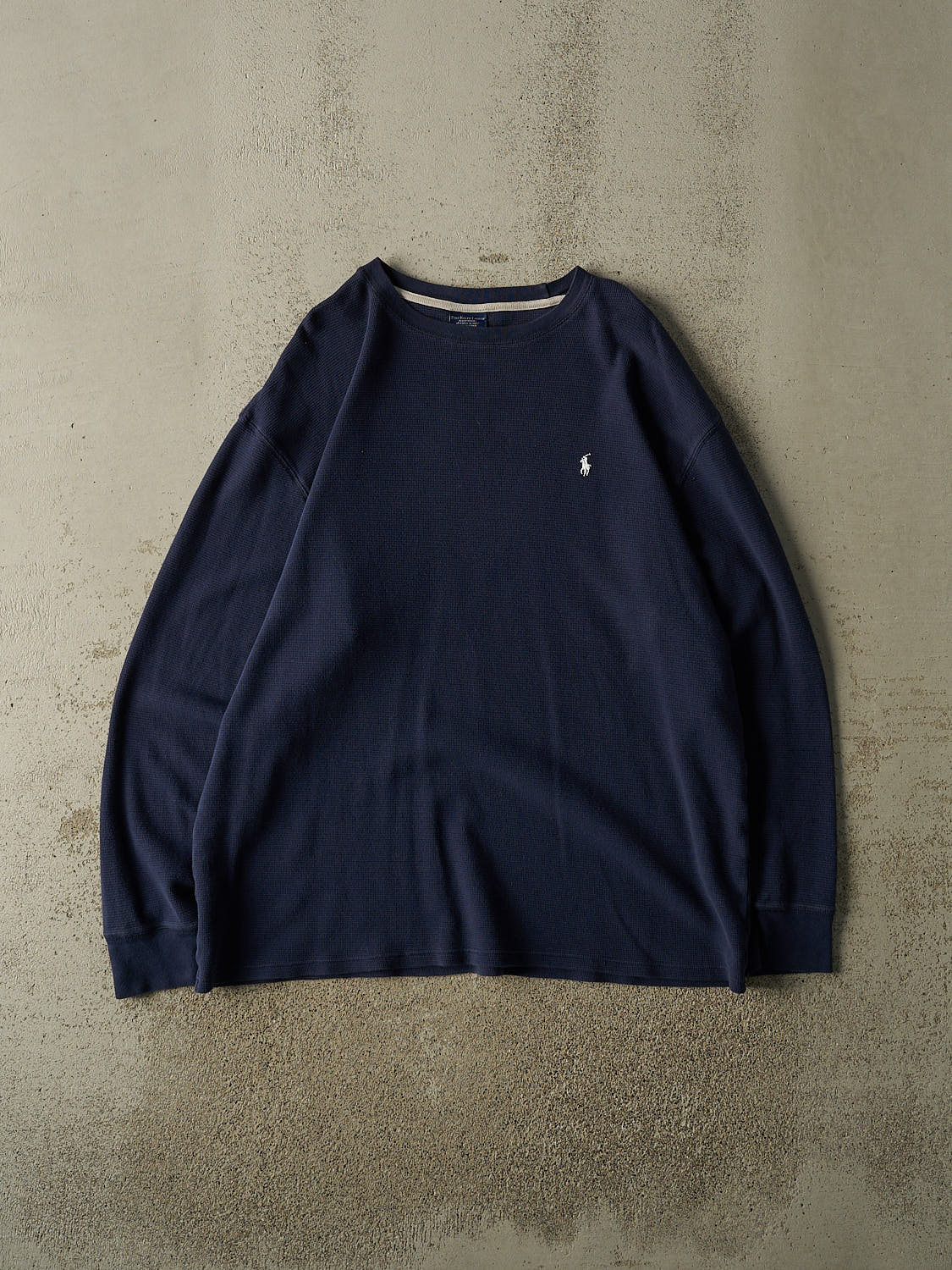 Vintage Y2K Navy Blue Polo Thermal Long Sleeve (XXL)