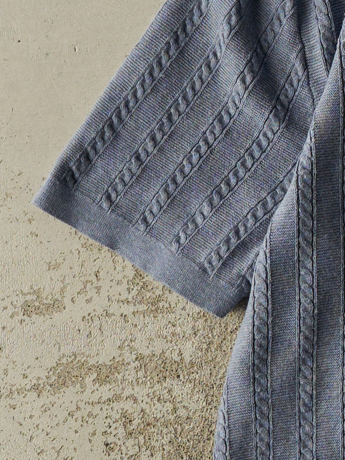 Vintage 90s Blue Cable Knit Collared Tee (M/L)
