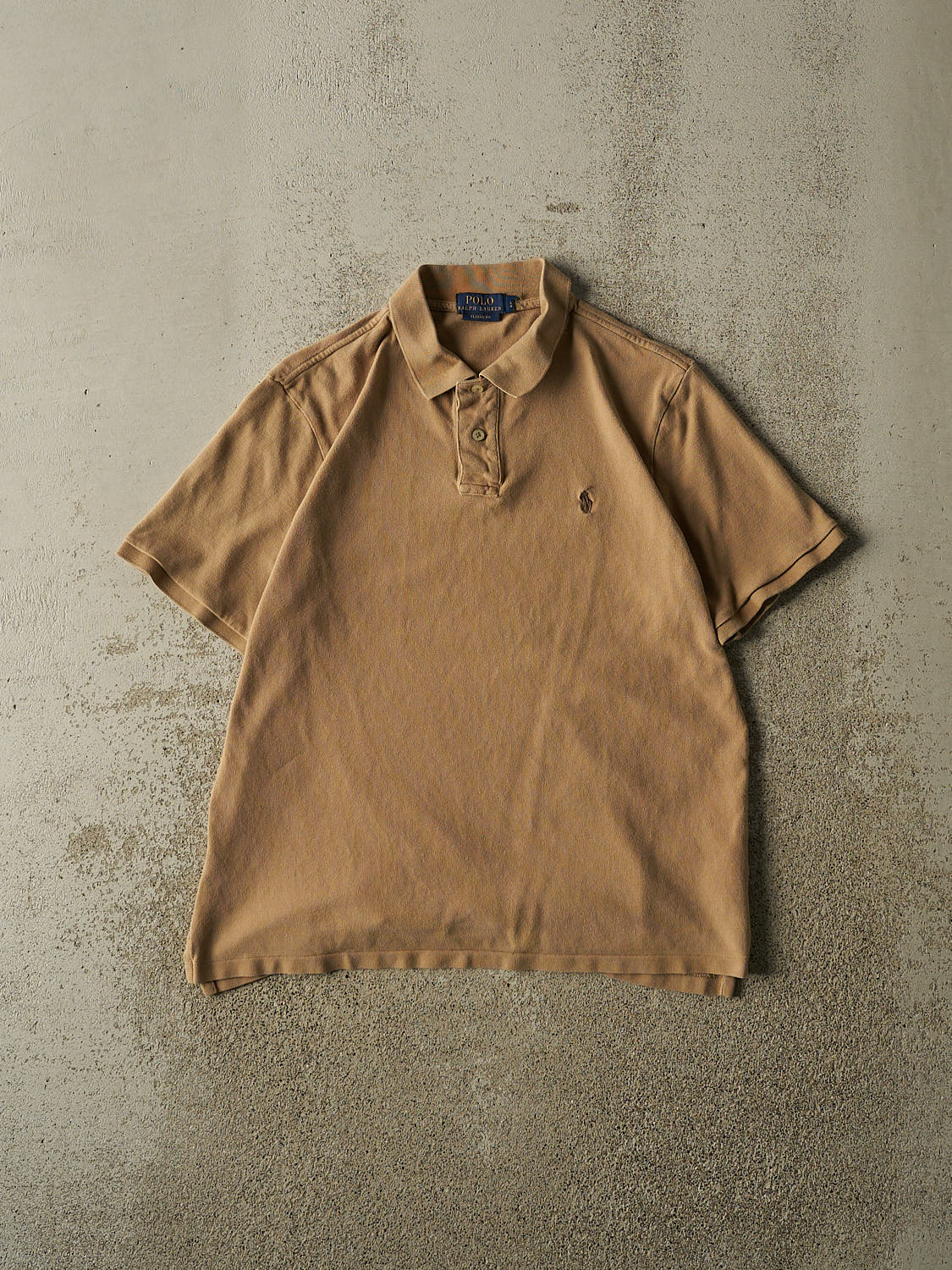 Vintage Y2K Beige Polo Quarter Button Tee (M/L)