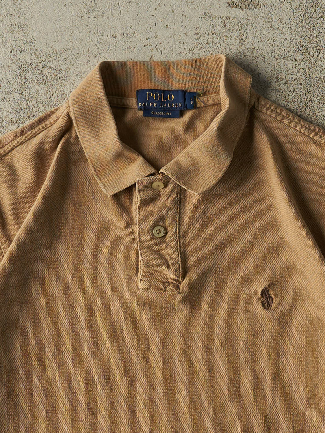 Vintage Y2K Beige Polo Quarter Button Tee (M/L)