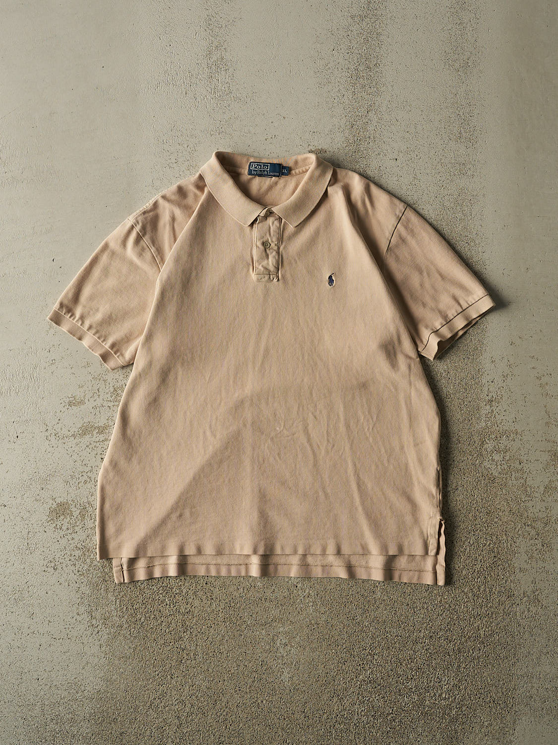 Vintage 90s Beige Polo Quarter Button Tee (L/XL)