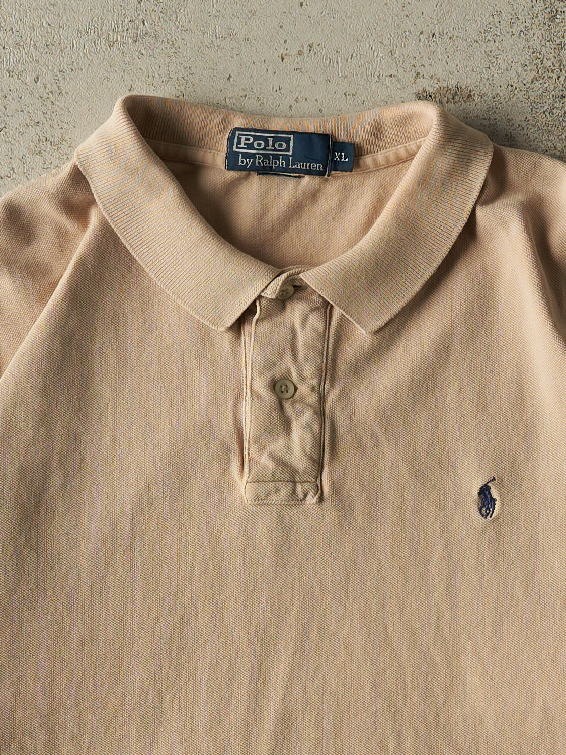 Vintage 90s Beige Polo Quarter Button Tee (L/XL)