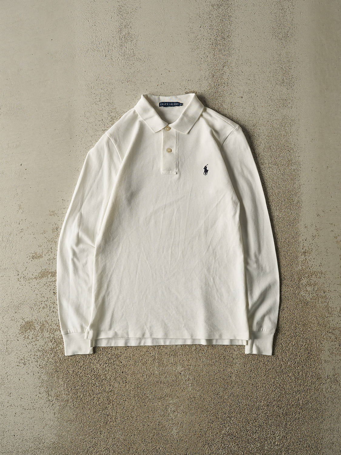 Vintage Y2K White Polo Quarter Button Long Sleeve (XXS/XS)