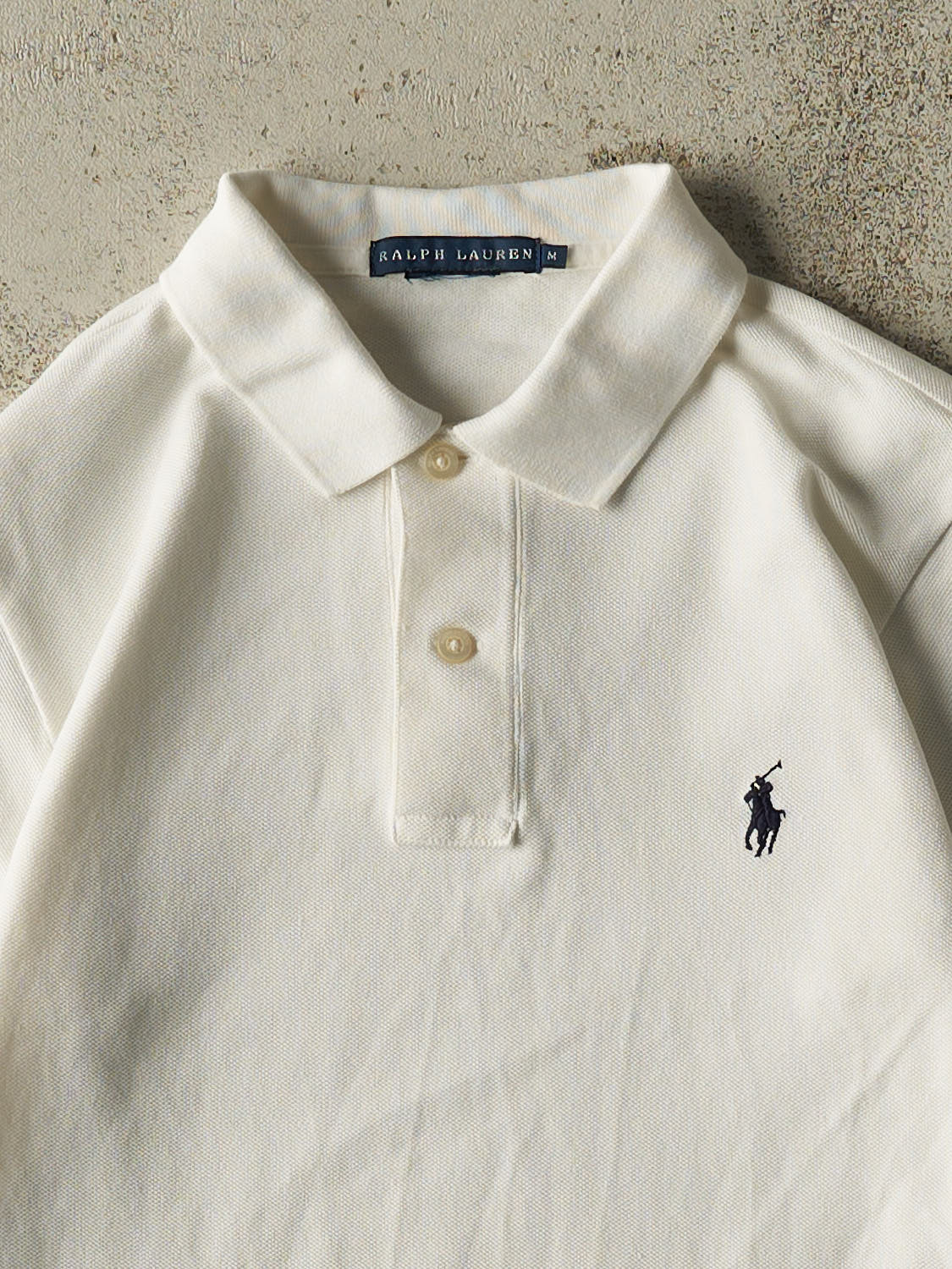 Vintage Y2K White Polo Quarter Button Long Sleeve (XXS/XS)
