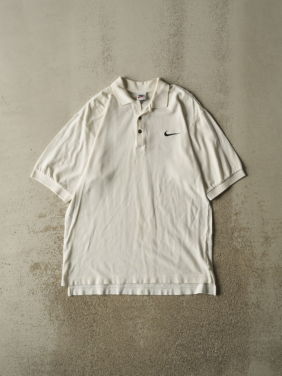 Vintage 90s White Nike Embroidered Quarter Button Tee (XL)