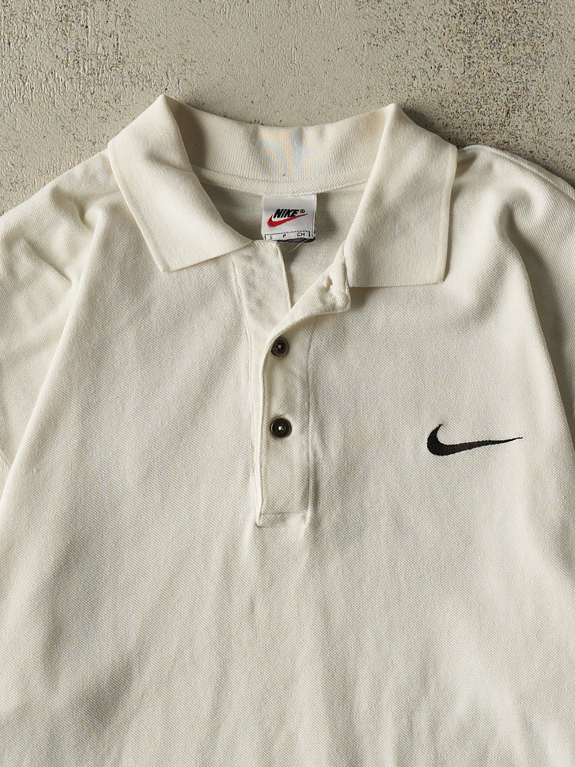Vintage 90s White Nike Embroidered Quarter Button Tee (XL)