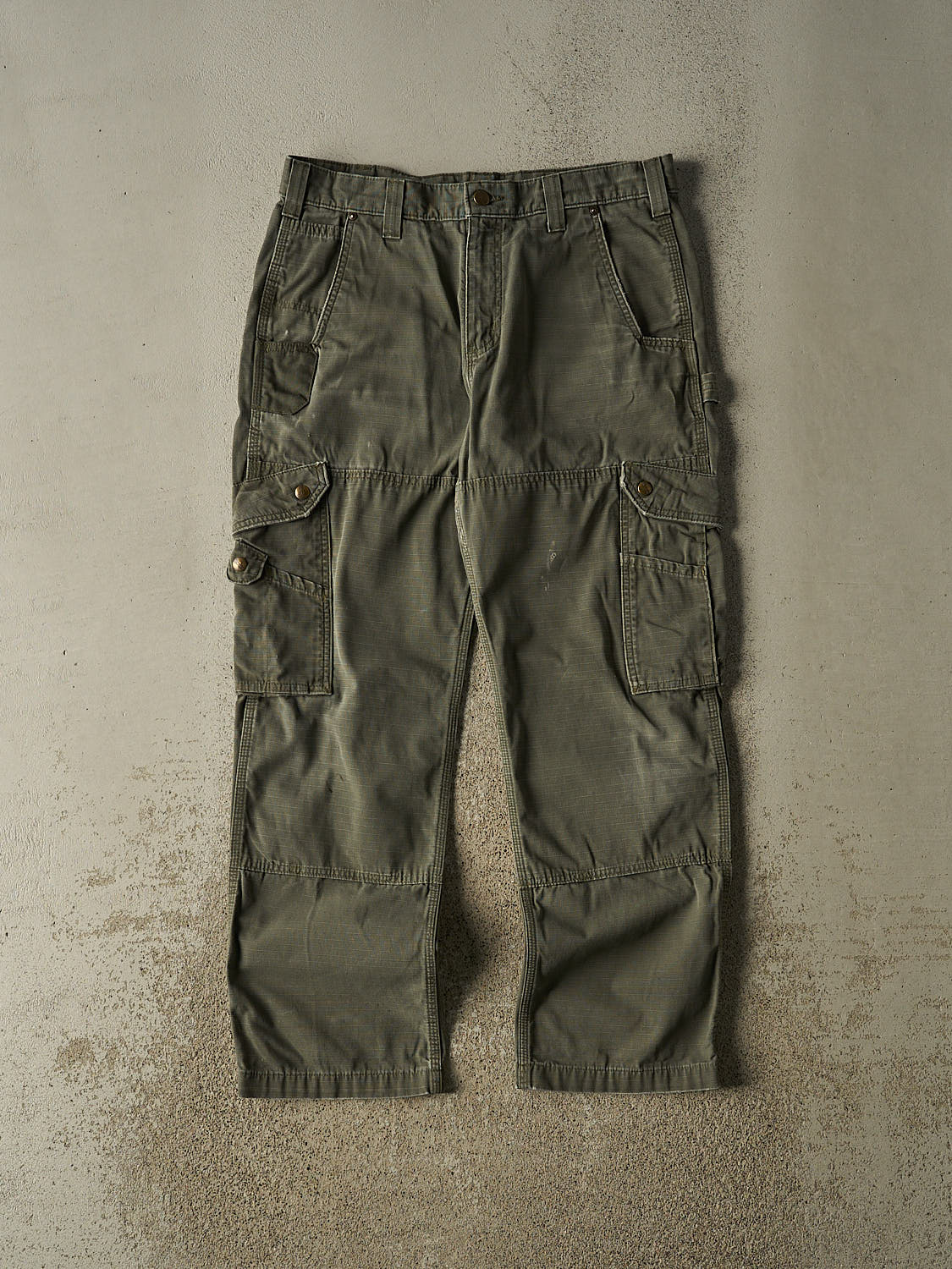 Vintage Y2K Green Carhartt Double Knee Rip Stop Carpenter Pants (33x29.5)