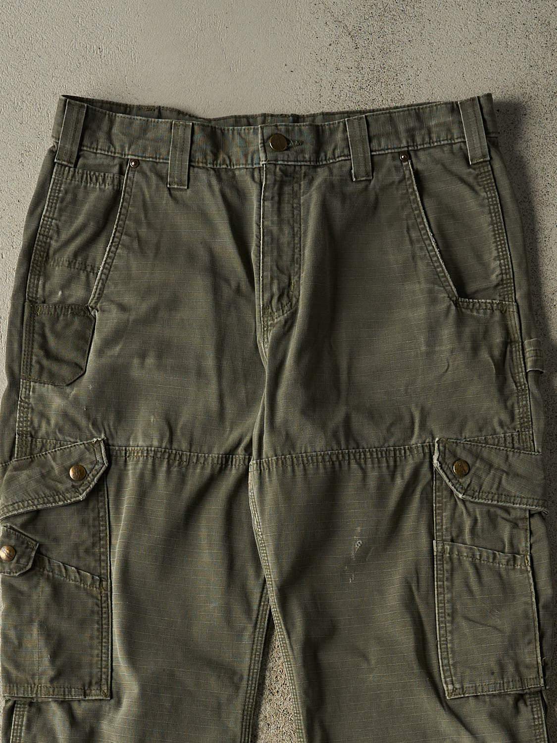 Vintage Y2K Green Carhartt Double Knee Rip Stop Carpenter Pants (33x29.5)