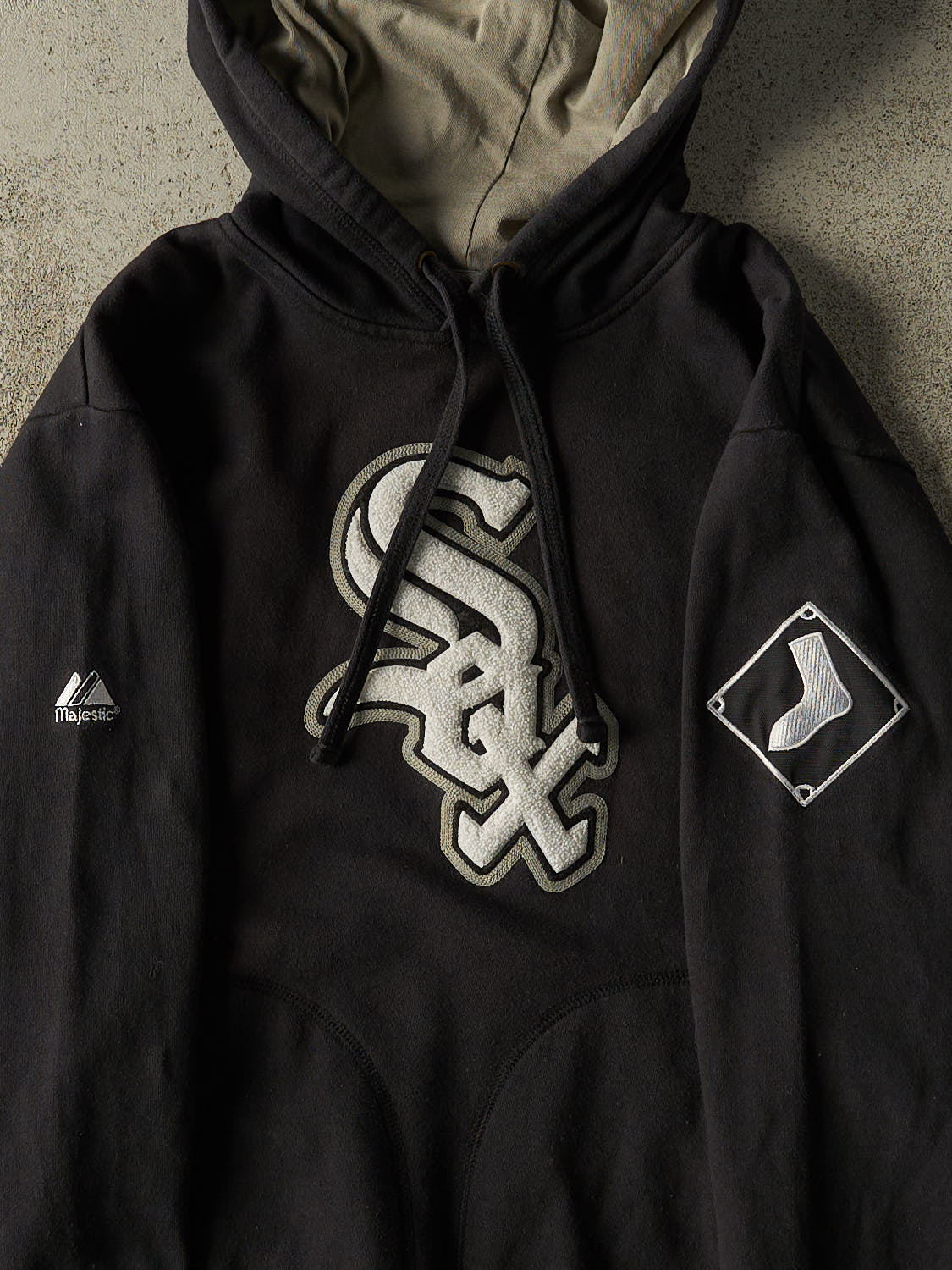 Vintage Y2K Black Chicago White Sox Chenille Embroidered Hoodie (M)