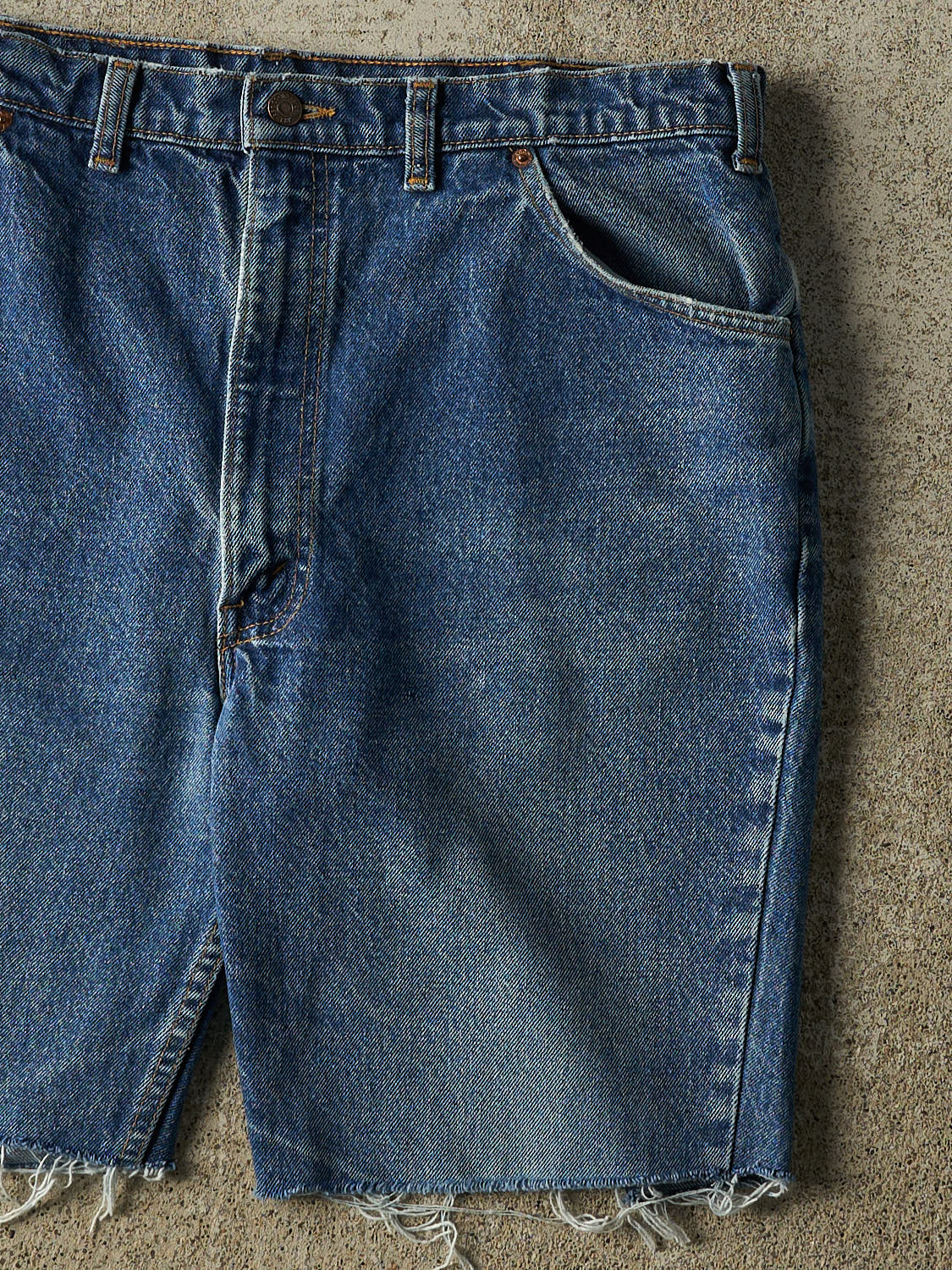 Vintage 80s Dark Wash Levi's Orange Tab Cut Off Jean Shorts (36x8.5)