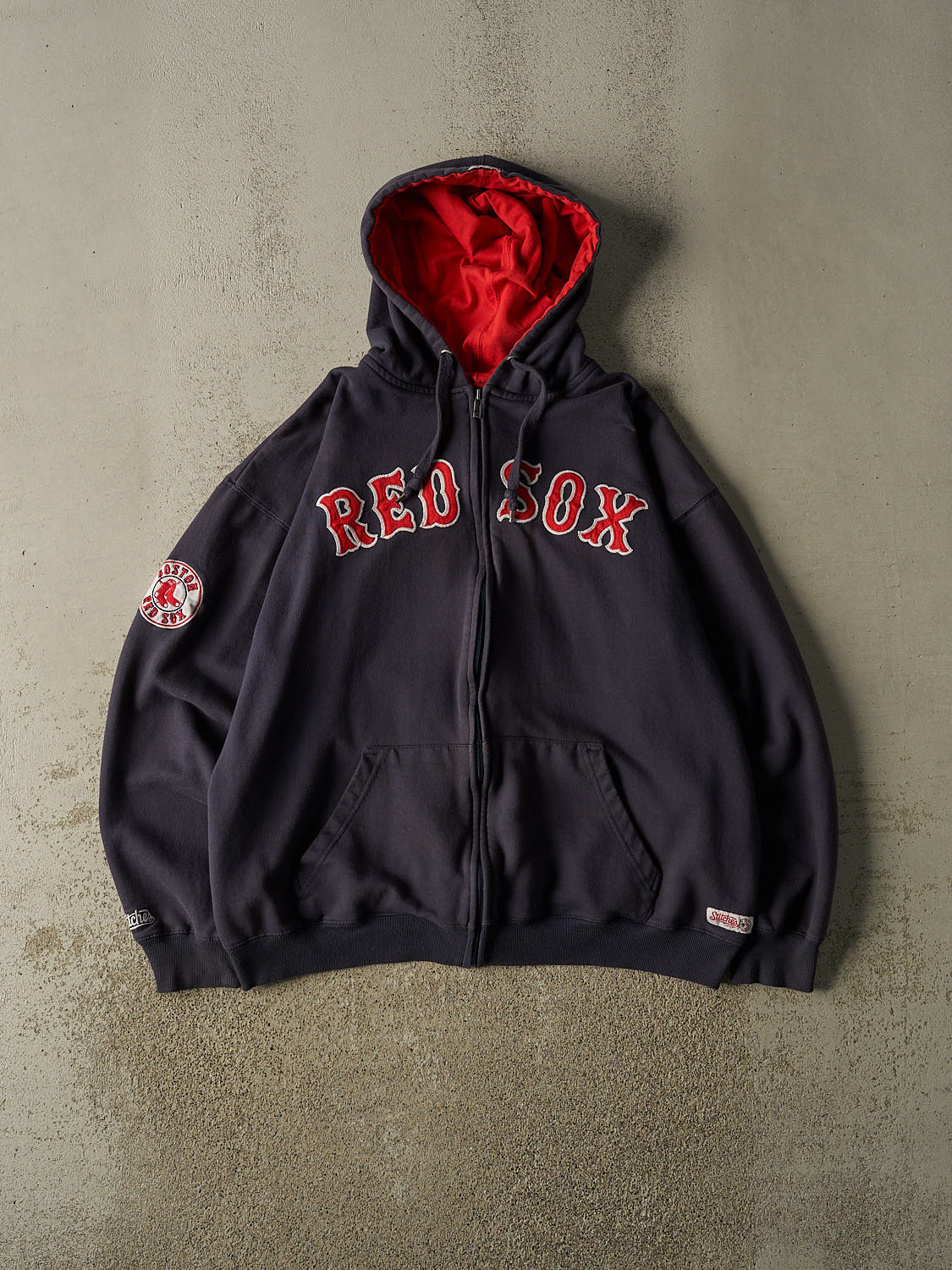 Vintage Y2K Navy Blue Boston Red Sox Zip Up Hoodie (L/XL)
