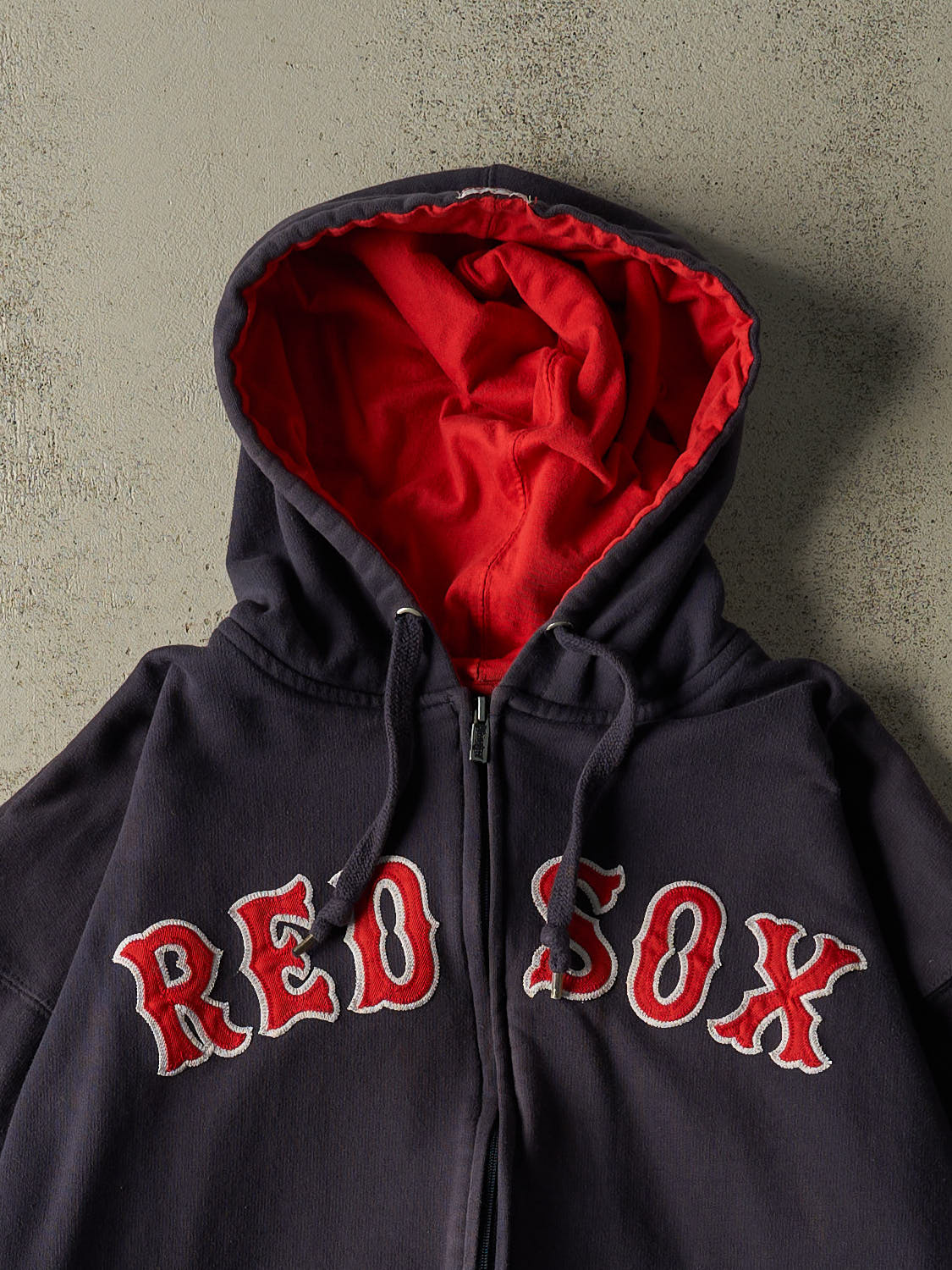 Vintage Y2K Navy Blue Boston Red Sox Zip Up Hoodie (L/XL)