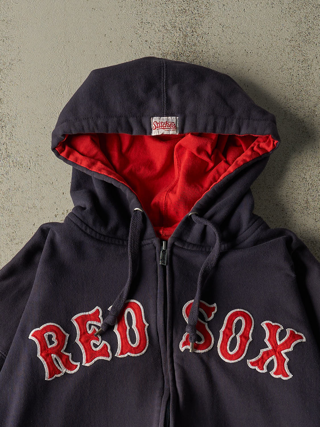 Vintage Y2K Navy Blue Boston Red Sox Zip Up Hoodie (L/XL)