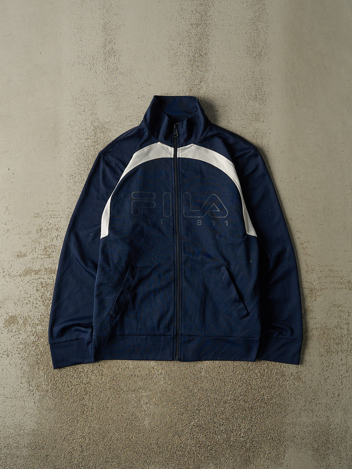 Vintage Y2K Navy Blue Fila Zip Up Track Sweater (S/M)