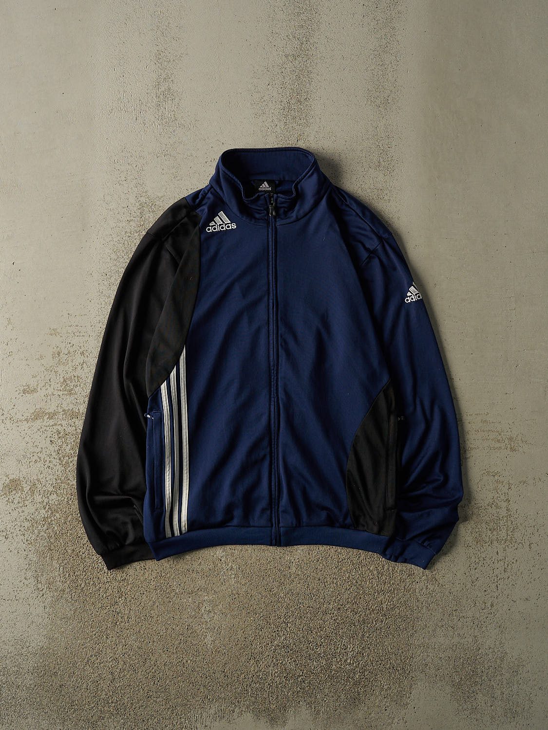 Vintage Y2K Navy Blue Adidas Zip Up Track Sweater (L)