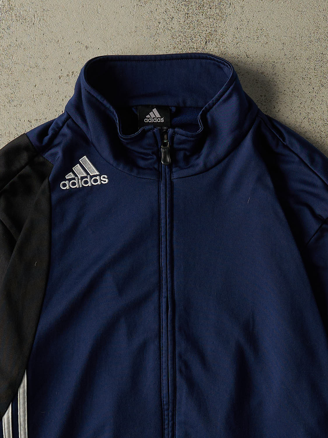 Vintage Y2K Navy Blue Adidas Zip Up Track Sweater (L)