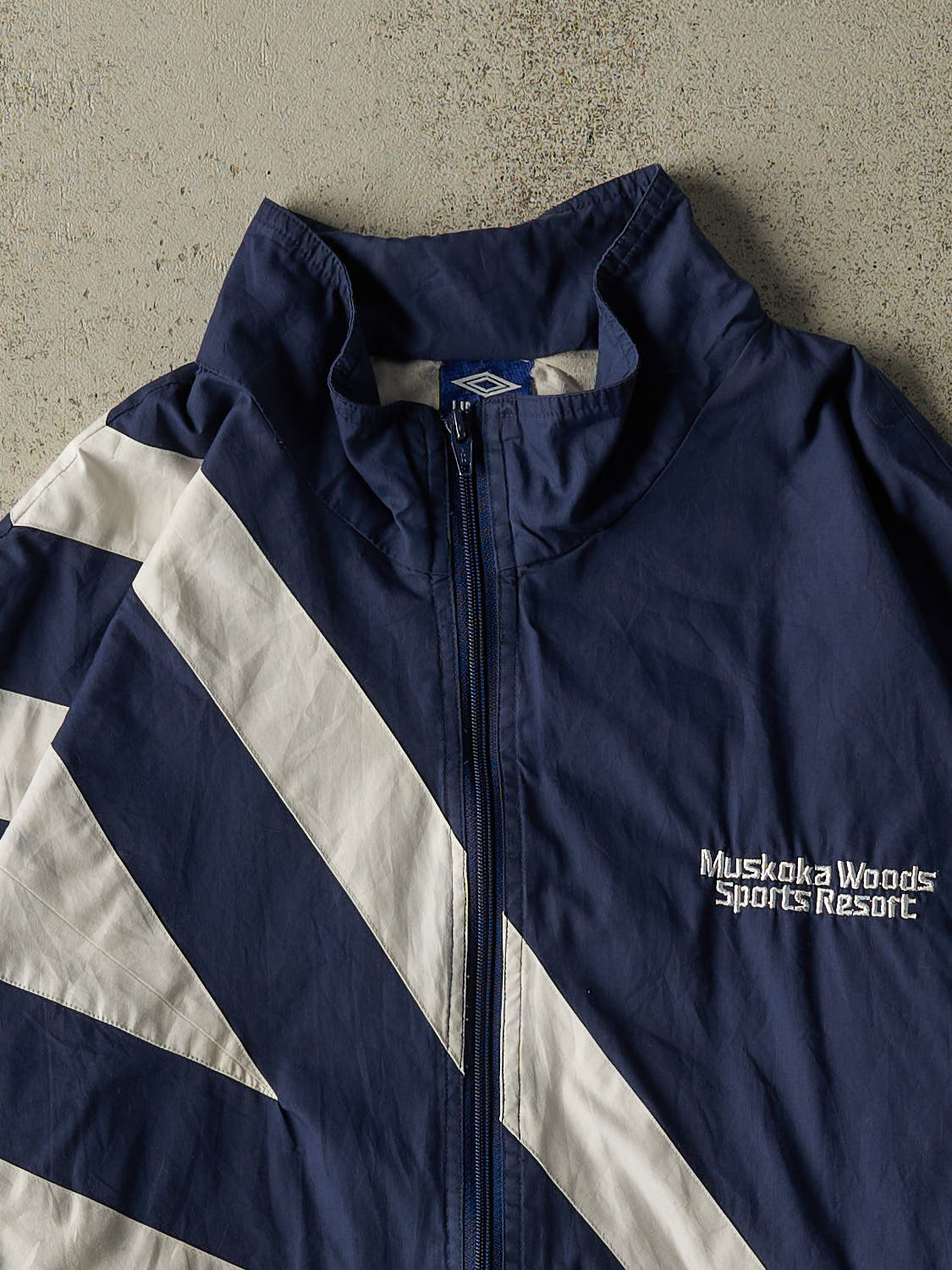 Vintage 90s Navy Blue Umbro Muskoka Woods Zip Up Windbreaker Jacket (L/XL)