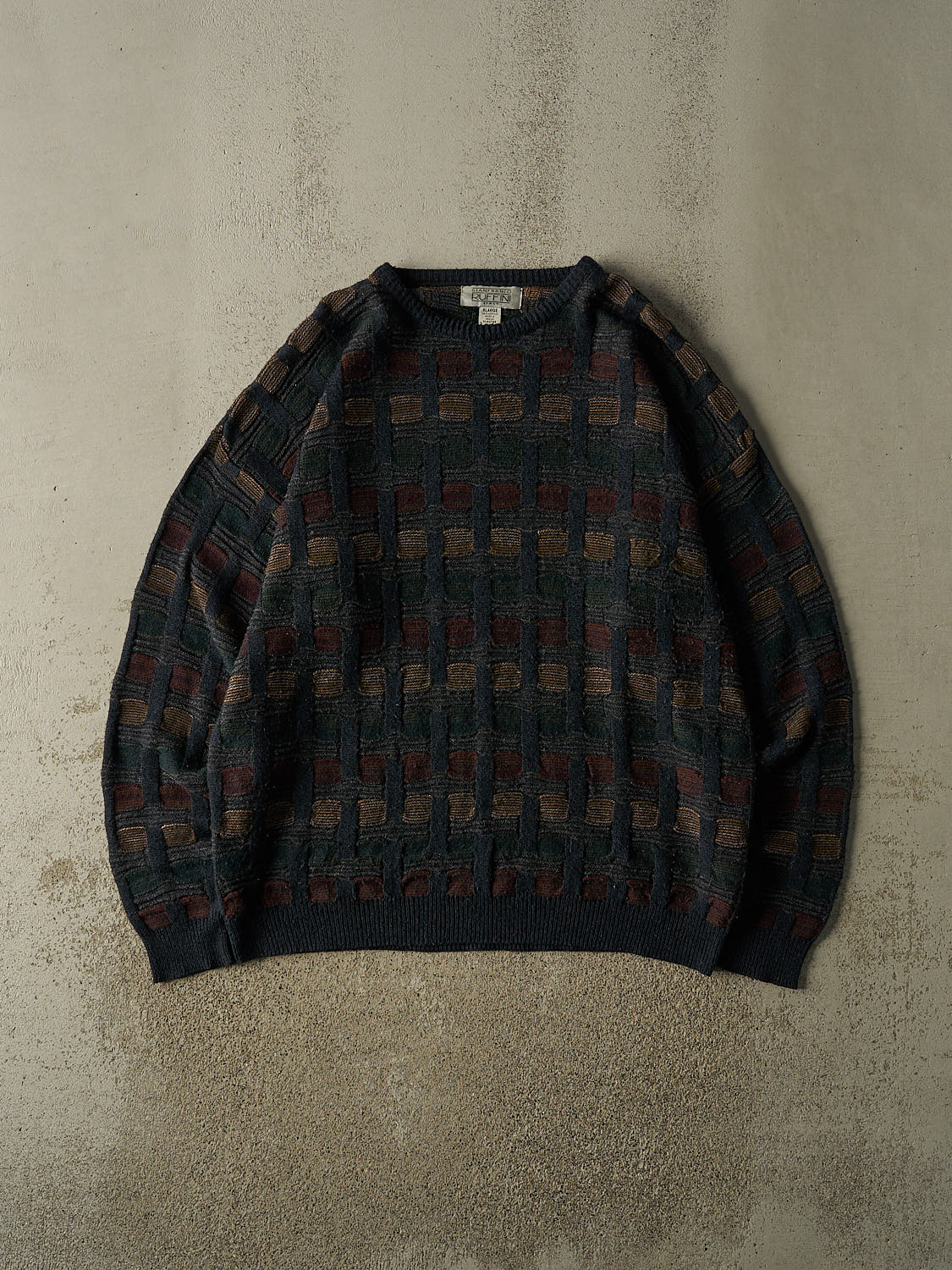 Vintage 90s Navy Blue Patterned Knit (XL/XXL)