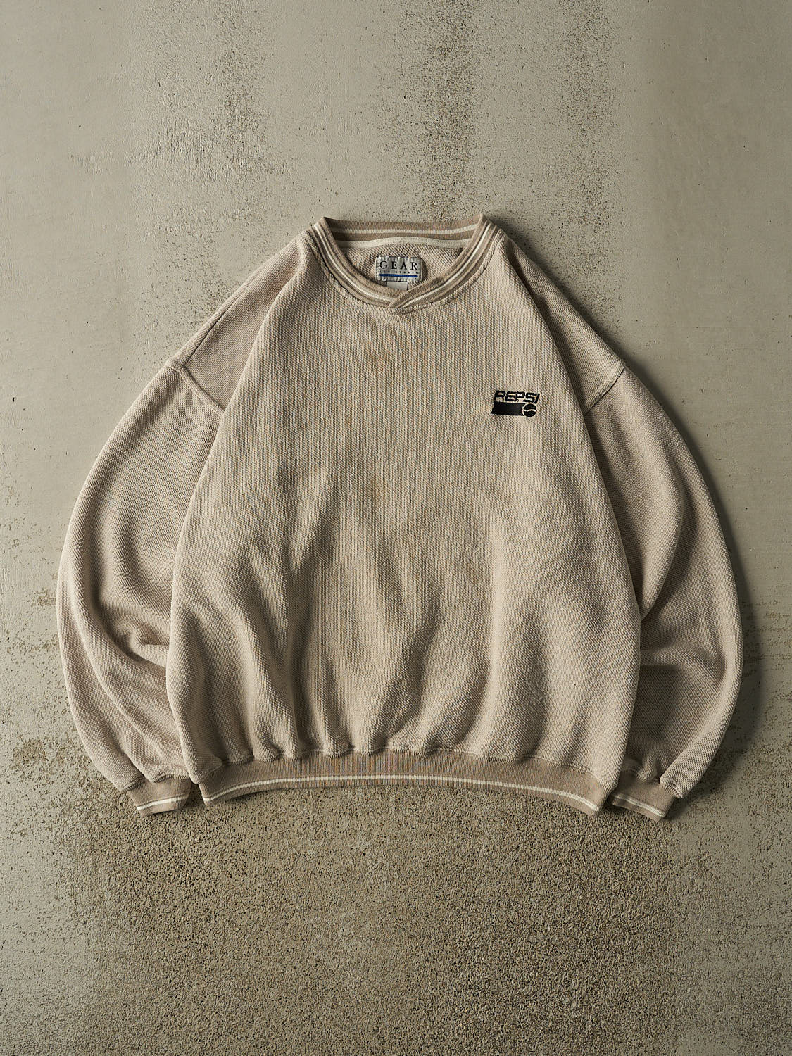 Vintage 90s Beige Pepsi Embroidered Textured Crewneck (XL)