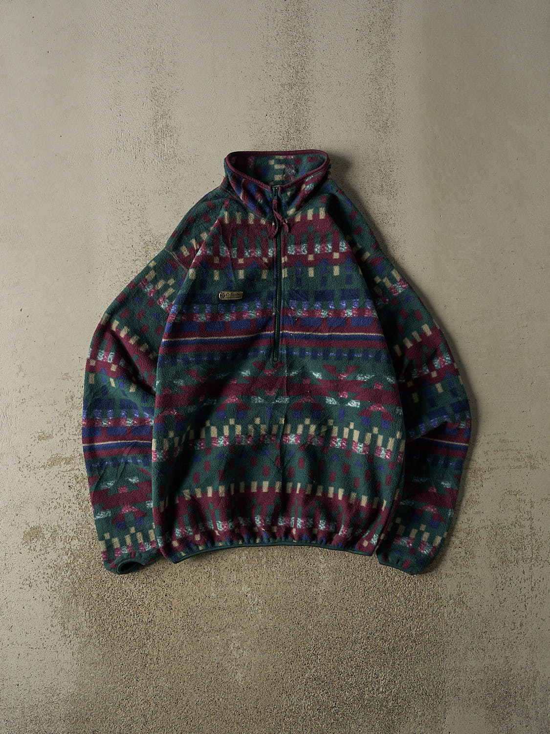 Vintage 90s Green Columbia Quarter Zip Patterned Fleece (M/L)