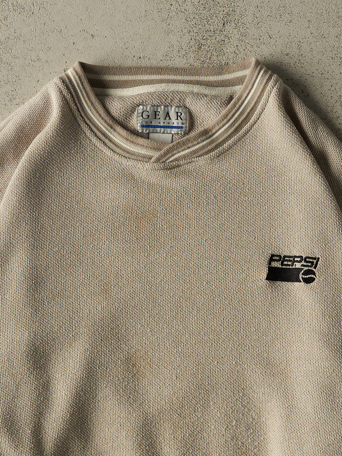 Vintage 90s Beige Pepsi Embroidered Textured Crewneck (XL)