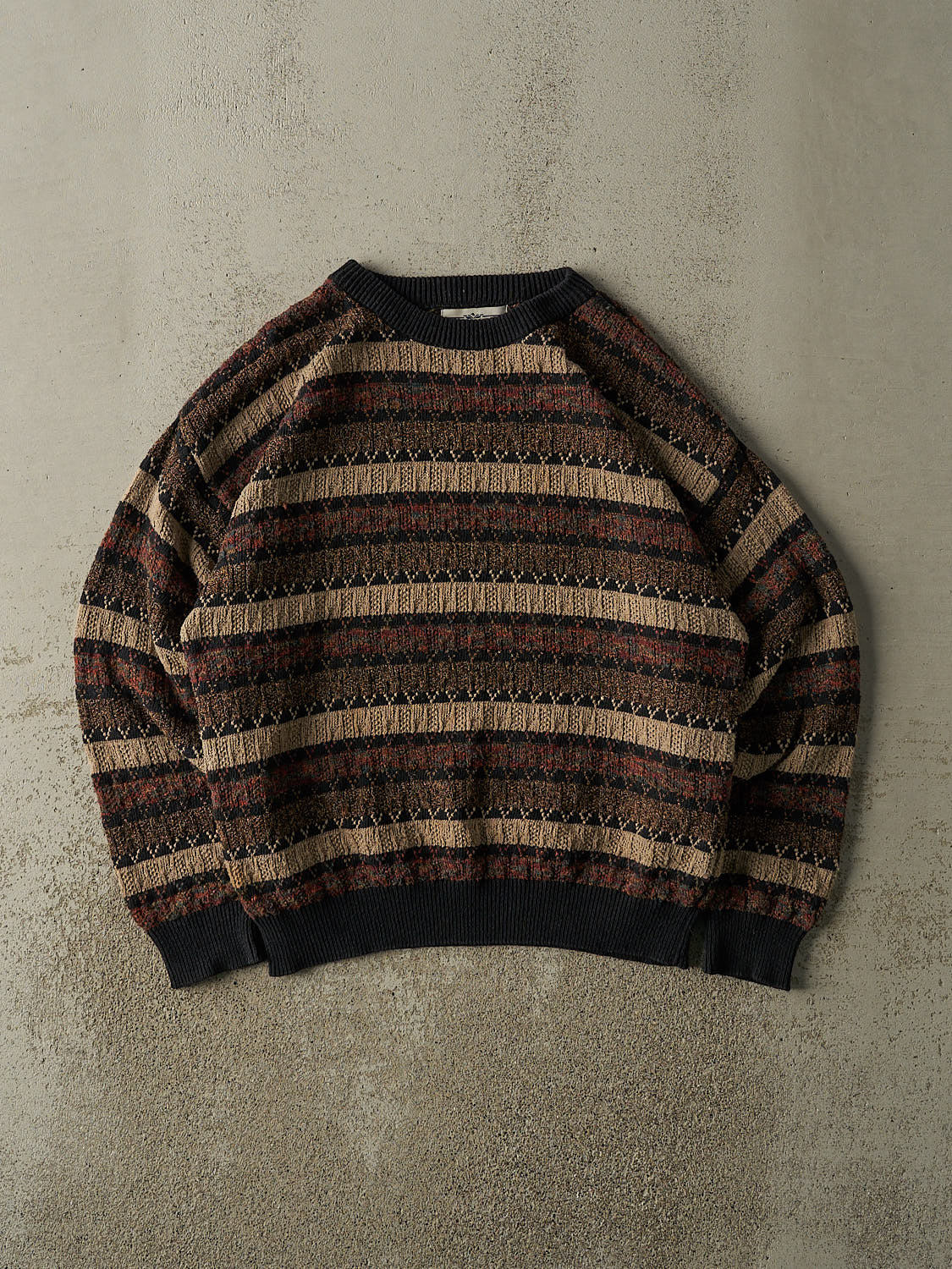 Vintage 90s Brown Striped Patterned Knit (L)