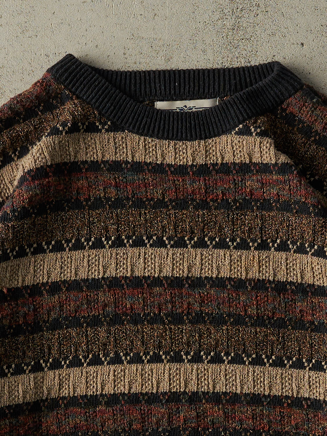 Vintage 90s Brown Striped Patterned Knit (L)