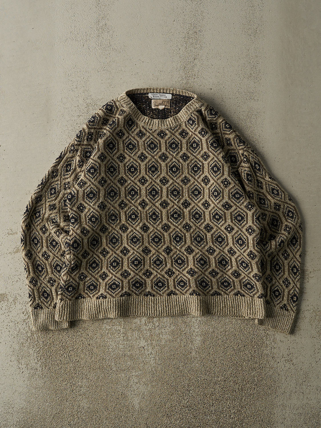 Vintage 90s Beige Patterned Knit (M)